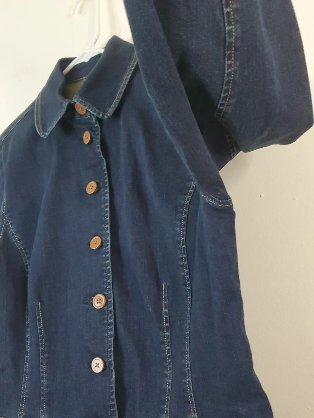 Lauren Ralph Lauren Peplum Denim Jacket Size 12 Dark Wash Spring Layering Preppy - Picture 6 of 13